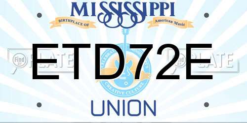 ETD72E Mississippi License Plate