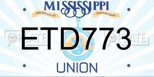 ETD773 Mississippi License Plate