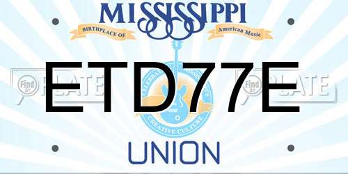 ETD77E Mississippi License Plate