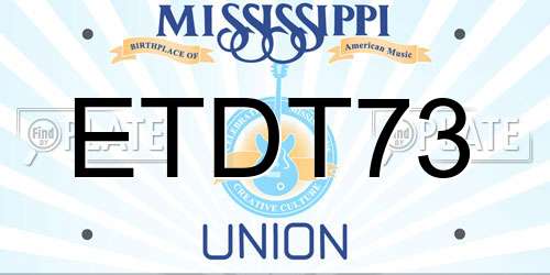 ETDT73 Mississippi License Plate