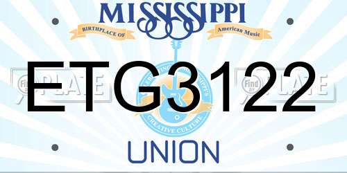 ETG3122 Mississippi License Plate
