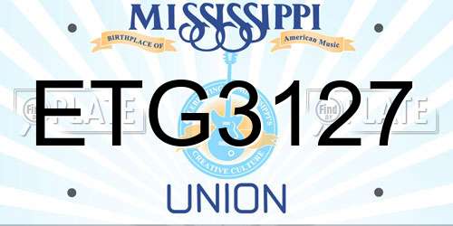 ETG3127 Mississippi License Plate