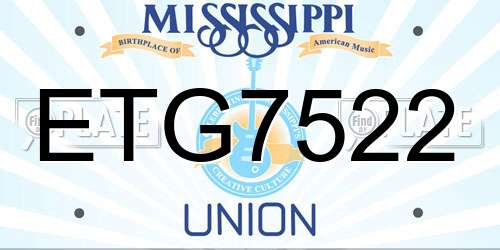 ETG7522 Mississippi License Plate