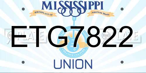 ETG7822 Mississippi License Plate