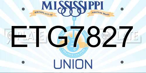 ETG7827 Mississippi License Plate