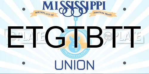 ETGTBTT Mississippi License Plate