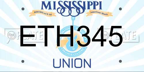ETH345 Mississippi License Plate
