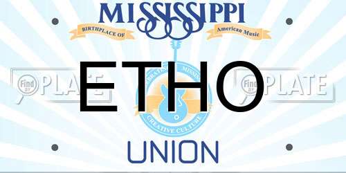 ETHO Mississippi License Plate