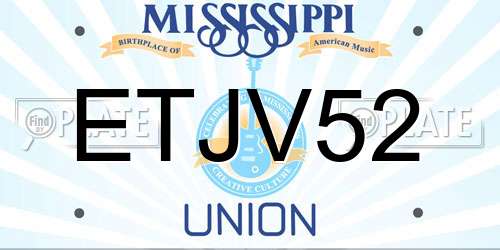ETJV52 Mississippi License Plate
