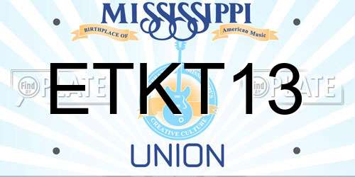 ETKT13 Mississippi License Plate