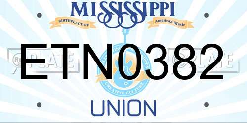 ETN0382 Mississippi License Plate