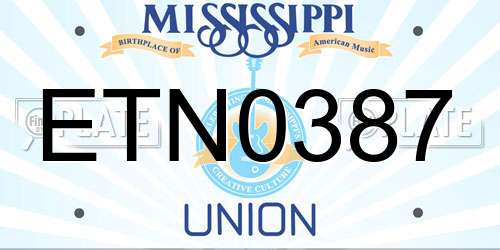 ETN0387 Mississippi License Plate