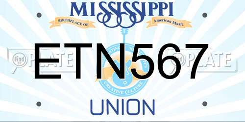 ETN567 Mississippi License Plate