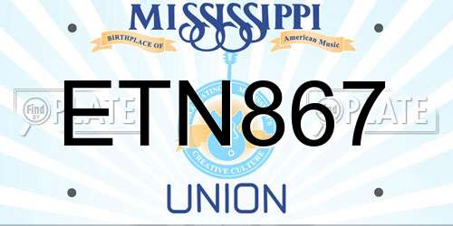 ETN867 Mississippi License Plate