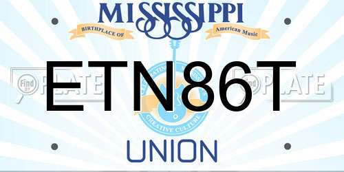 ETN86T Mississippi License Plate