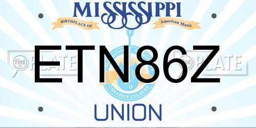 ETN86Z Mississippi License Plate