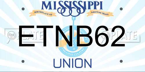 ETNB62 Mississippi License Plate