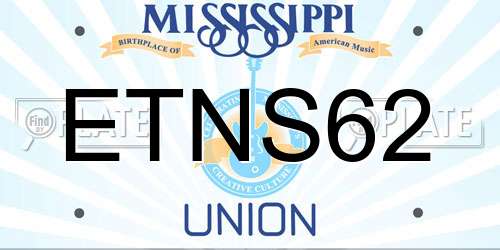 ETNS62 Mississippi License Plate