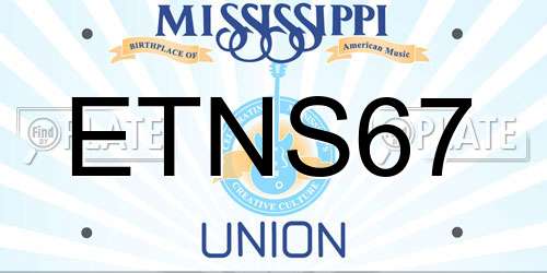 ETNS67 Mississippi License Plate