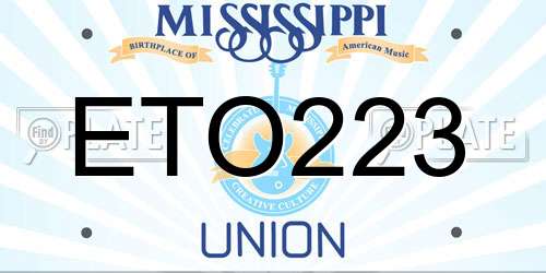 ETO223 Mississippi License Plate