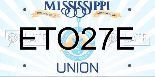 ETO27E Mississippi License Plate