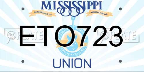ETO723 Mississippi License Plate