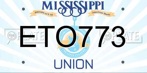 ETO773 Mississippi License Plate