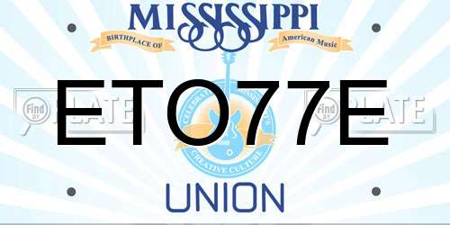 ETO77E Mississippi License Plate