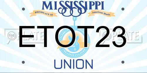 ETOT23 Mississippi License Plate