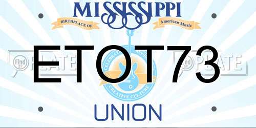 ETOT73 Mississippi License Plate