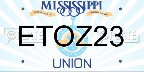 ETOZ23 Mississippi License Plate