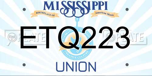 ETQ223 Mississippi License Plate