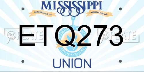 ETQ273 Mississippi License Plate