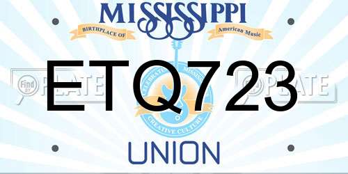 ETQ723 Mississippi License Plate