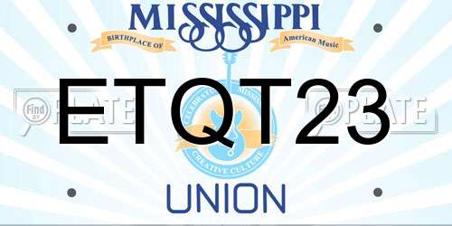 ETQT23 Mississippi License Plate