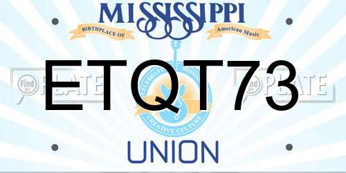ETQT73 Mississippi License Plate