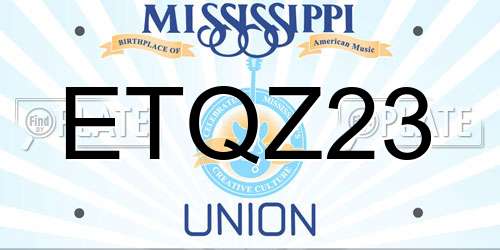 ETQZ23 Mississippi License Plate