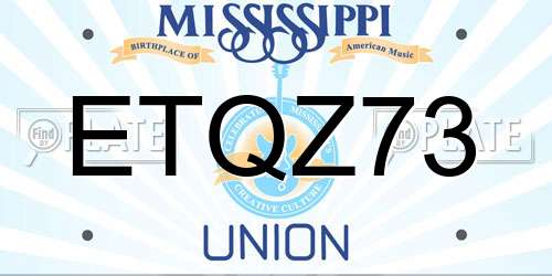 ETQZ73 Mississippi License Plate