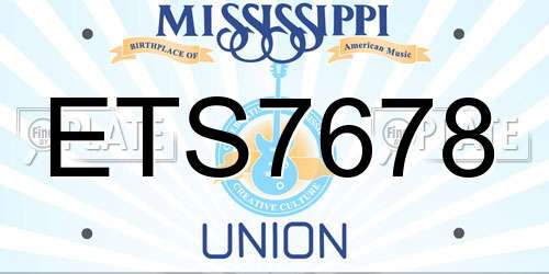 ETS7678 Mississippi License Plate