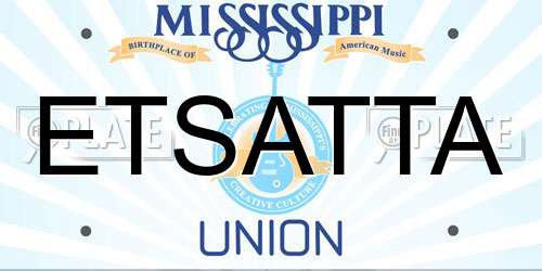 ETSATTA Mississippi License Plate