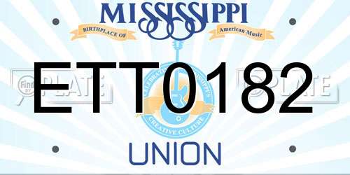 ETT0182 Mississippi License Plate