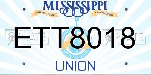 ETT8018 Mississippi License Plate