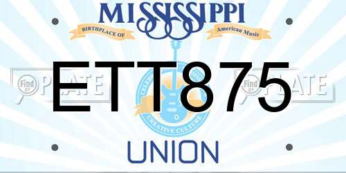 ETT875 Mississippi License Plate