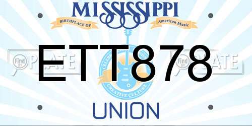 ETT878 Mississippi License Plate