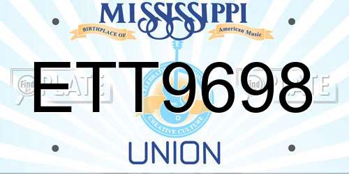 ETT9698 Mississippi License Plate