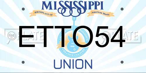 ETTO54 Mississippi License Plate