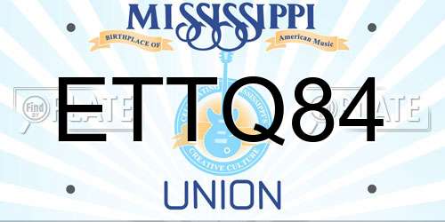 ETTQ84 Mississippi License Plate