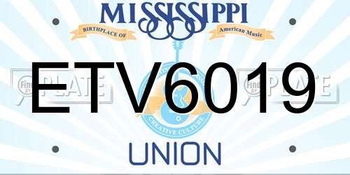 ETV6019 Mississippi License Plate
