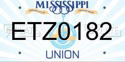 ETZ0182 Mississippi License Plate