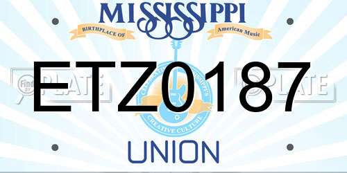 ETZ0187 Mississippi License Plate